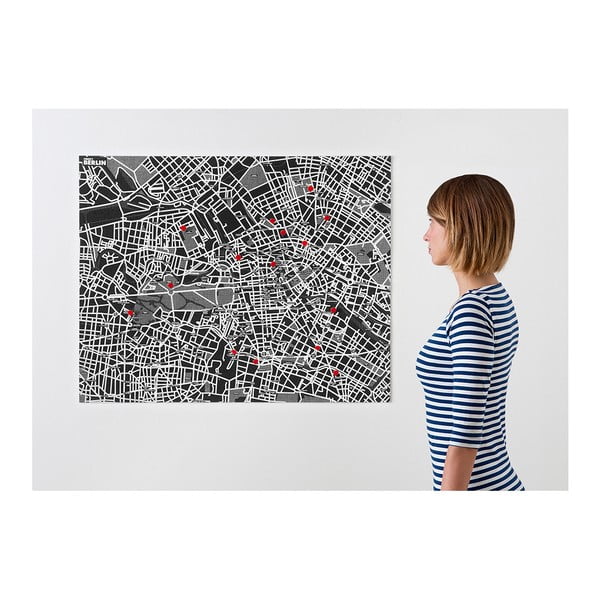 Čierna nástenná mapa Palomar Pin Berlín