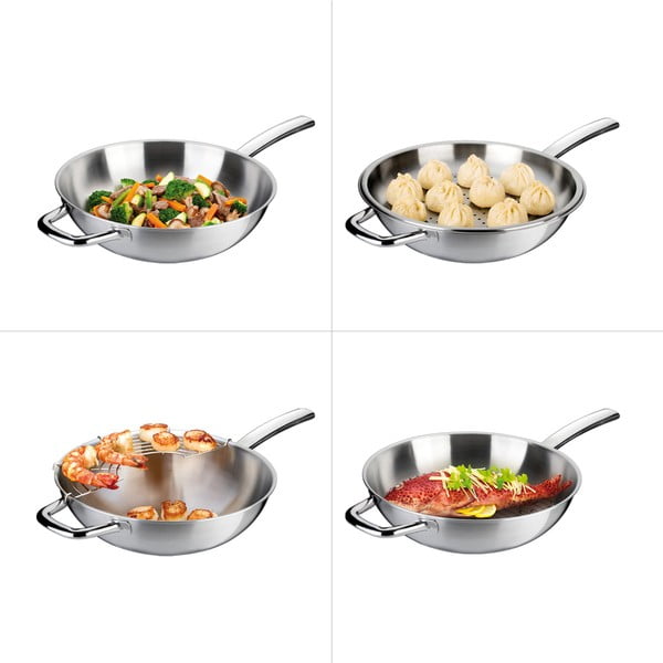 Wok nerezová panvica s pokrievkou ø 32 cm President – Tescoma-image-2