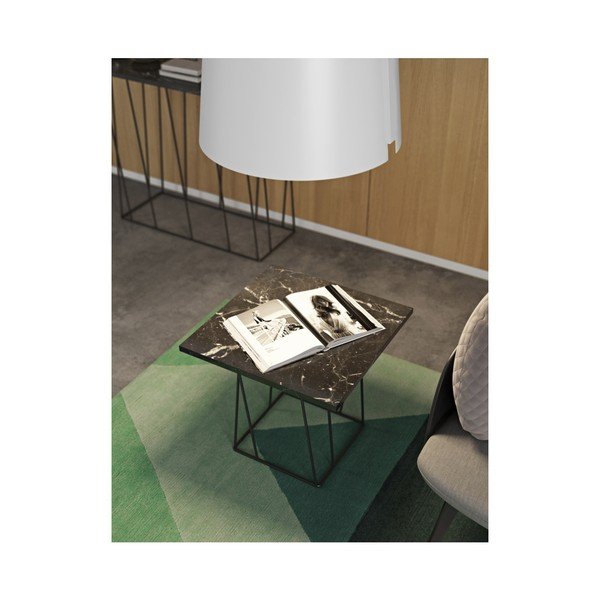 Čierny mramorový konferenčný stolík s čiernymi nohami TemaHome Heli×, 50 cm-image-4