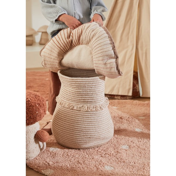 Svetloružový prateľný ručne tkaný bavlnený detský koberec ø140 cm Round Dot Rose – Lorena Canals-image-4