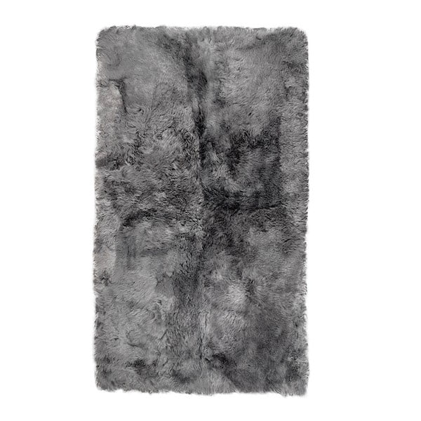 Sivý obdĺžnikový kožušinový koberec s krátkym vlasom, 165 x 100 cm