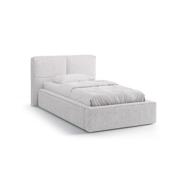 Svetlosivá čalúnená jednolôžková posteľ s úložným priestorom s roštom 90x200 cm Darren – Micadoni 
