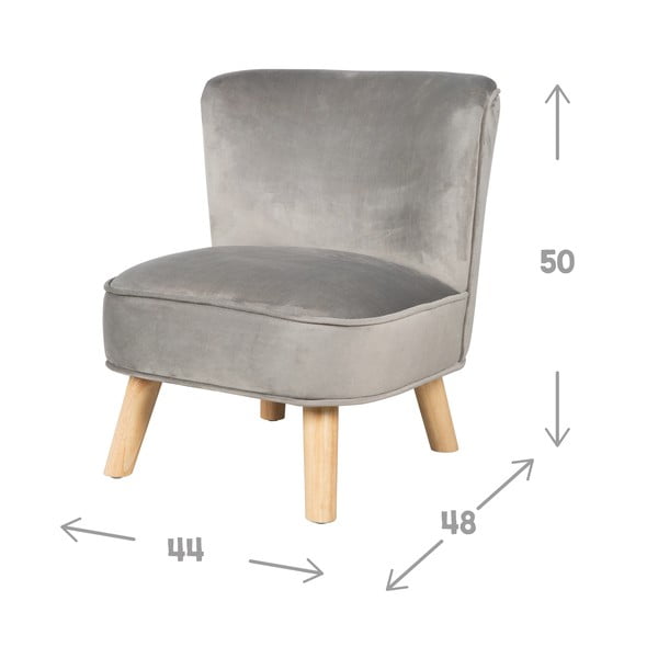 Svetlosivé zamatové detské kresielko Lil Sofa – Roba-image-3