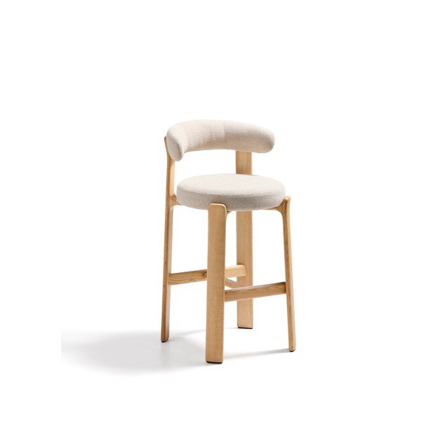 Béžová/v svetlo prírodnej farbe barová stolička z jaseňového dreva (výška sedadla 75 cm) Granite – Kave Home