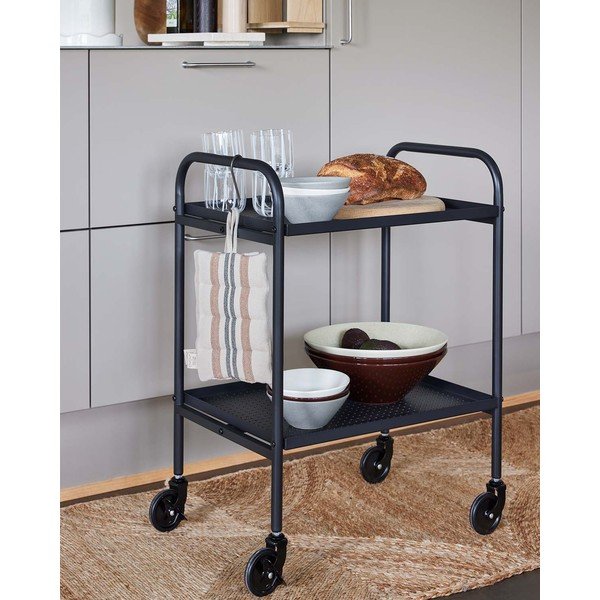 Oceľový servírovací stolík na kolieskach 37,5x52 cm Maki – OYOY Living Design-image-1