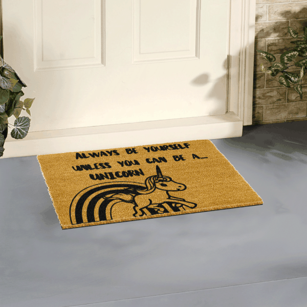 Rohožka z prírodného kokosového vlákna Artsy Doormats Unicorn, 40 x 60 cm-image-1