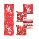 Súprava 4 vianočných obliečok na vankúš a behúň na stôl Minimalist Cushion Covers Joy