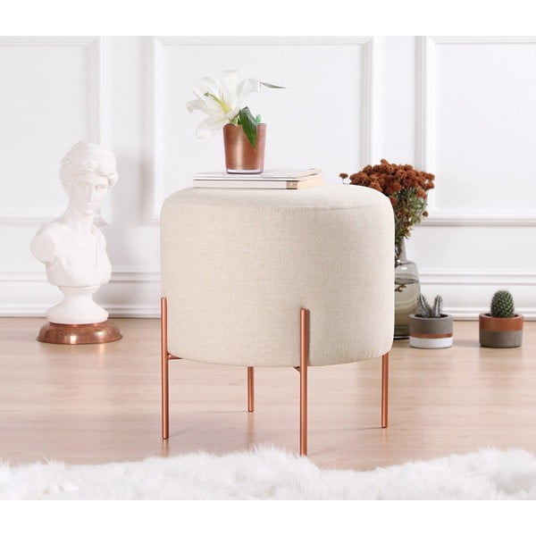 Krémový taburet Copper – Artie-image-1