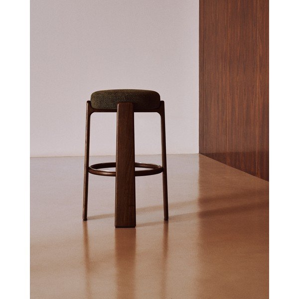 Zelená/v tmavo prírodnej farbe barová stolička z jaseňového dreva (výška sedadla 75 cm) Granite – Kave Home-image-1