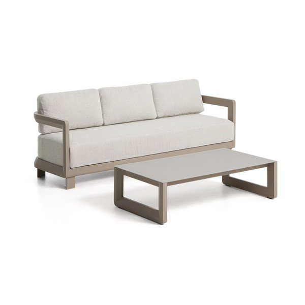 Béžová/taupe hliníková záhradná lounge súprava pre 3 osoby Nerano – Kave Home