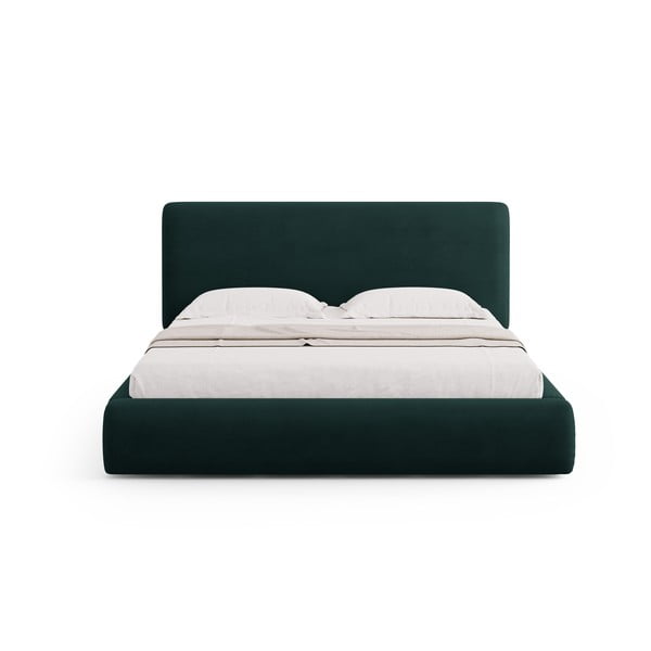 Tmavozelená čalúnená dvojlôžková posteľ s úložným priestorom s roštom 140x200 cm Colonel – Cosmopolitan Design-image-3