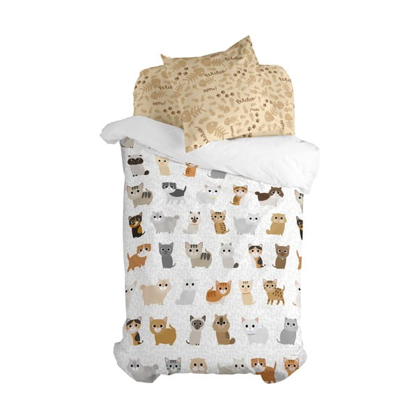 Bavlnená detská obliečka na jednolôžko 140x200 cm Cats – Mr. Fox
