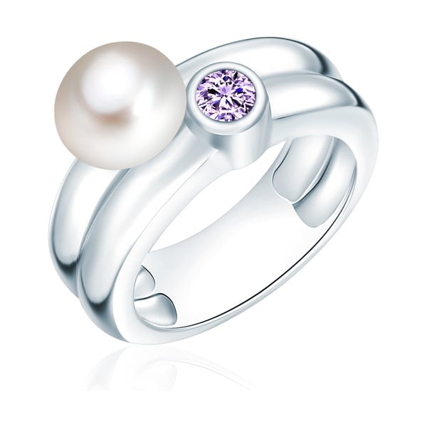 Prsteň s perlou a zirkónom Nova Pearls Copenhagen Lynkeus, veľ. 52