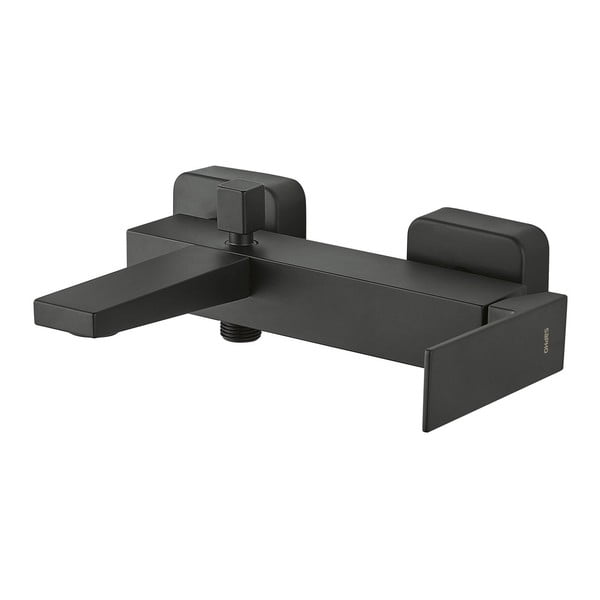 Matne čierna nástenná vaňová batéria (2 výstupy) Latus – Sapho