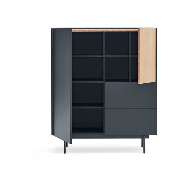 Vysoká komoda v dekore duba v antracitovo-prírodnej farbe 100x120 cm Otto – Teulat-image-3