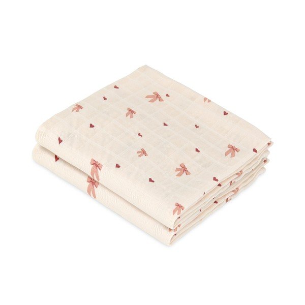 Ružové/béžové mušelínové plienky 2 ks 70x70 cm Bows – Cam Cam Copenhagen