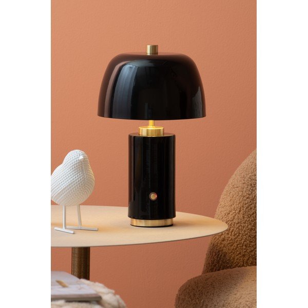 Čierna LED stmievateľná stolová lampa s kovovým tienidlom (výška 30 cm) Freya – Leitmotiv-image-1