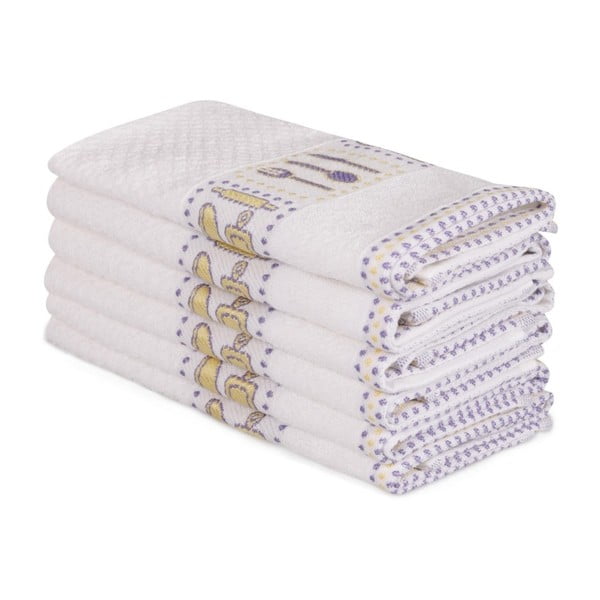 Sada 6 béžových bavlnených uterákov Beyaz Cantajo, 30 × 50 cm
