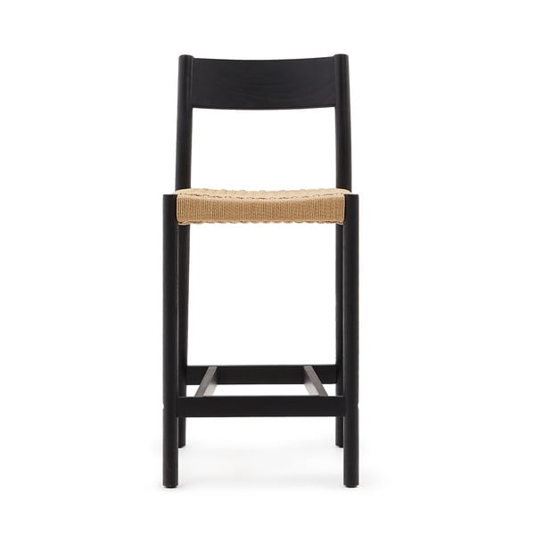 Čierna/v prírodnej farbe barová stolička z dubového dreva (výška sedadla 65 cm) Yalia – Kave Home-image-4