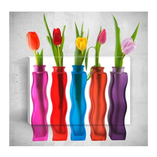 Nástenný 3D obraz Mosticx Bottles With Flowers, 40 × 60 cm