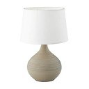 Bielo-hnedá stolová lampa z keramiky a tkaniny Reality Martin, výška 29 cm