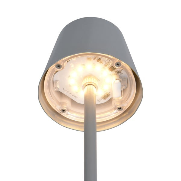 Sivá LED stolová lampa s kovovým tienidlom (výška  21 cm) Diaz – Trio-image-4