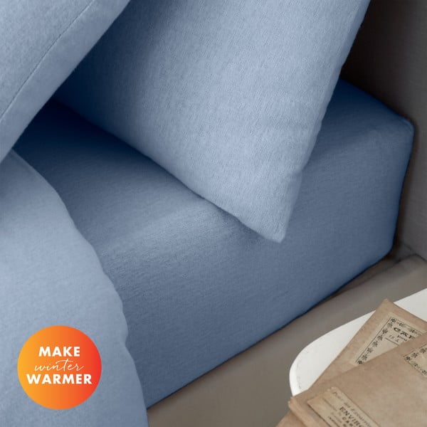 Svetlomodrá napínacia flanelová plachta 135x190 cm Brushed – Catherine Lansfield-image-3