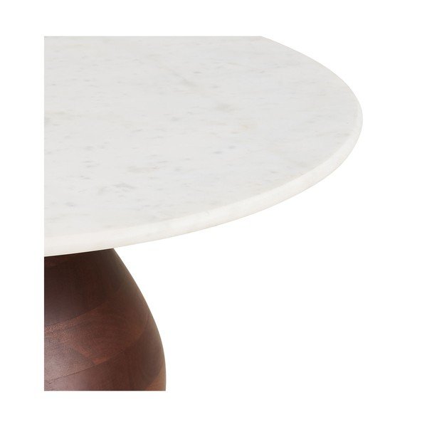 Biely/v tmavoprírodnej farbe okrúhly konferenčný stolík s mramorovou doskou ø 70 cm Heide – House Nordic-image-4