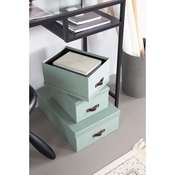 Kartónové úložné boxy s vekom v mentolovej farbe v súprave 3 ks 31x47x15 cm Inge – Bigso Box of Sweden-image-2