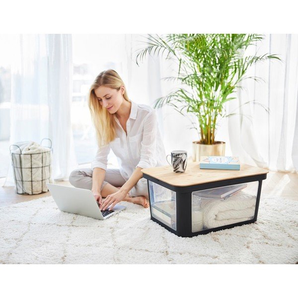 Čierne plastové veko na úložný box 57x39x3 cm Albris – Rotho-image-1