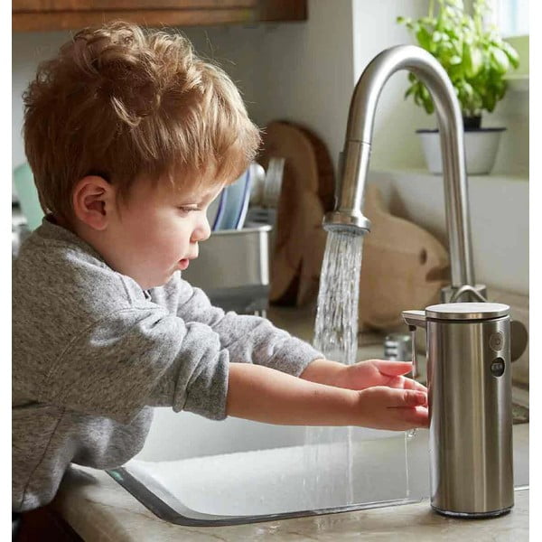 Sivý automatický oceľový dávkovač mydla 266 ml - simplehuman-image-4