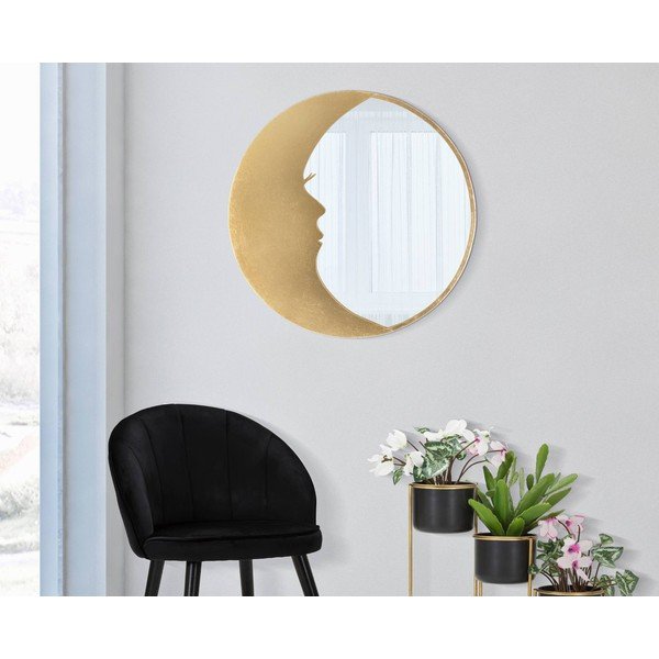 Nástenné zrkadlo s detailmi v zlatej farbe Mauro Ferretti Moon, ø 72,5 cm-image-2