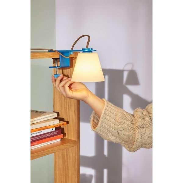 Modrá stolová lampa so skleneným tienidlom (výška  23 cm) Lure – Hübsch-image-2