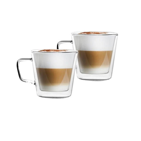 Sklenené hrnčeky v súprave 2 ks na cappuccino/dvojstenné 350 ml – Vialli Design