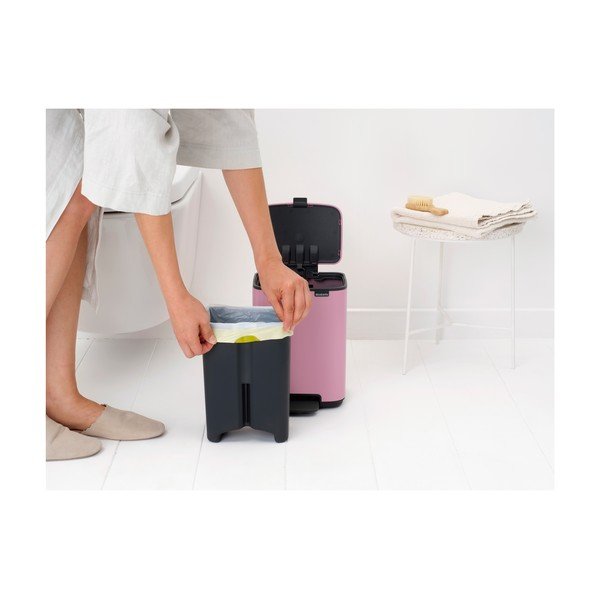 Ružový pedálový oceľový odpadkový kôš 4 l Bo – Brabantia-image-3