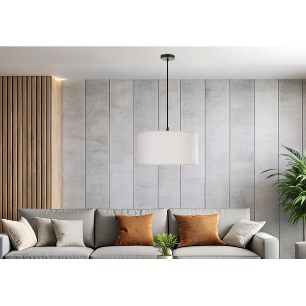 Biele závesné svietidlo s textilným tienidlom ø 40 cm Shanti – Candellux Lighting-image-4