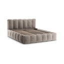 Svetlohnedá čalúnená dvojlôžková posteľ s úložným priestorom a roštom 160x200 cm Lupine – Micadoni Home