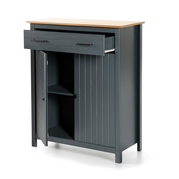 Tmavomodrá vysoká komoda z borovicového dreva 90x110 cm Miranda – Marckeric-image-3