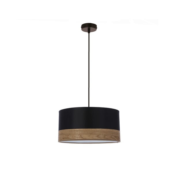 Čierne závesné svietidlo s textilným tienidlom ø 30 cm Porto – Candellux Lighting