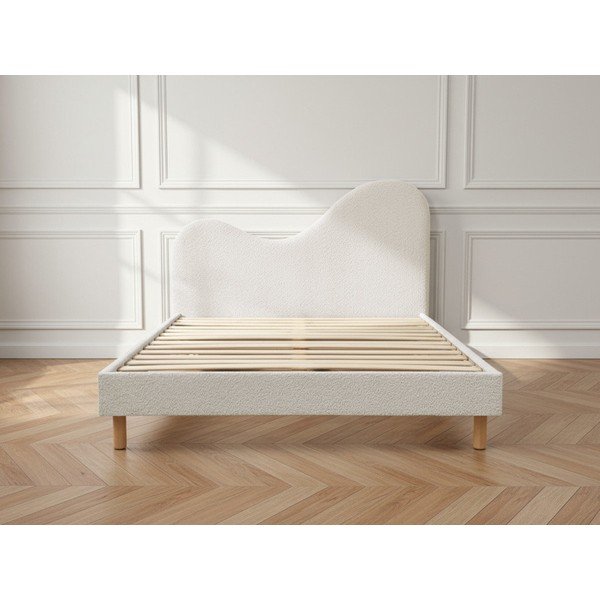 Biela čalúnená čalúnená dvojlôžková posteľ s roštom 180x200 cm Celina – Bobochic Paris-image-1