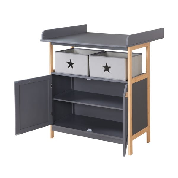 Antracitovosivá nízka detská komoda s prebaľovacím pultom 87x75 cm Berlin – Roba-image-2