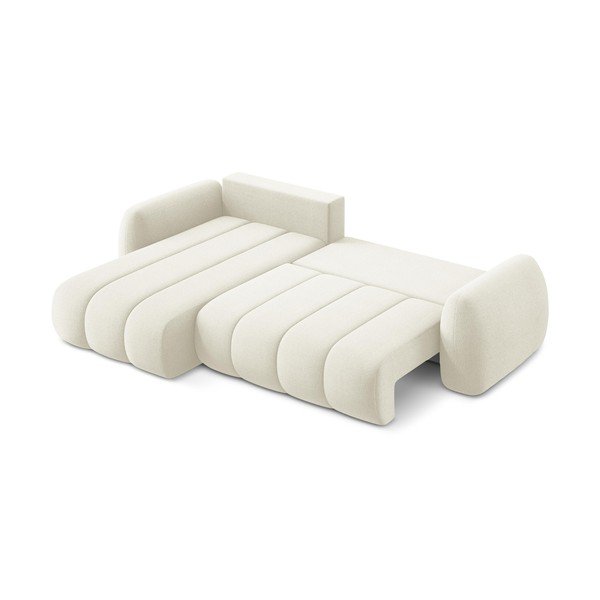 Béžová rozkladacia/s úložným priestorom rohová pohovka z textílie buklé (ľavý roh/s leňoškou) Pele – Makamii-image-4