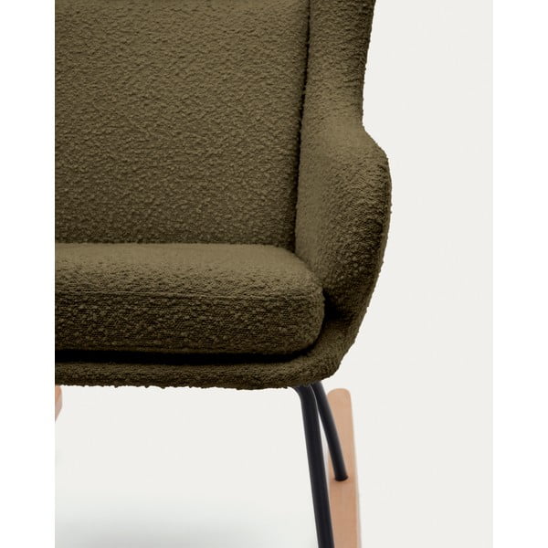 Zelené hojdacie kreslo z textílie bouclé Maustin – Kave Home-image-3