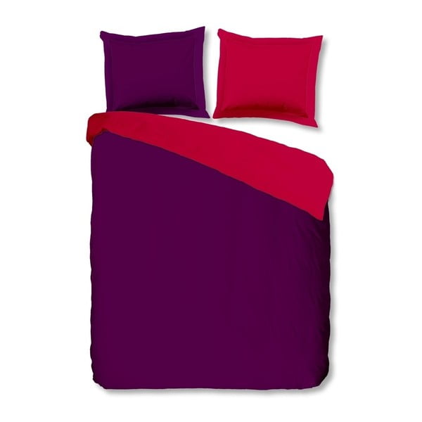 Fialovo-ružové bavlnené posteľné obliečky Uni, 140 × 200 cm