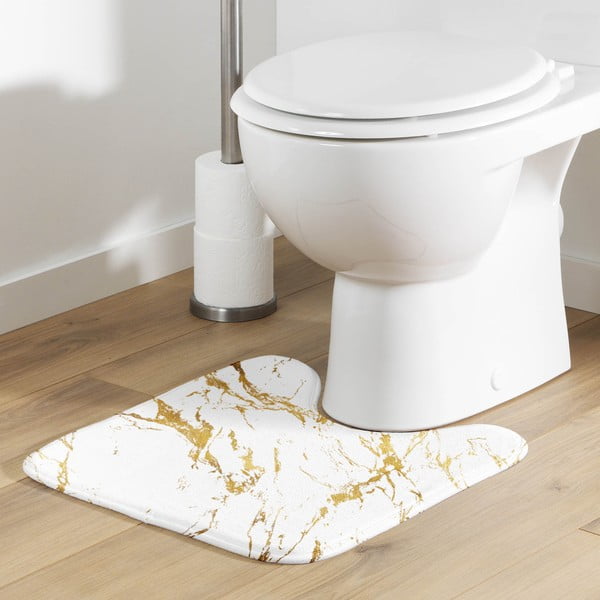 Biela/v zlatej farbe kúpeľňová predložka 45x45 cm Aquamarbre – douceur d'intérieur-image-1