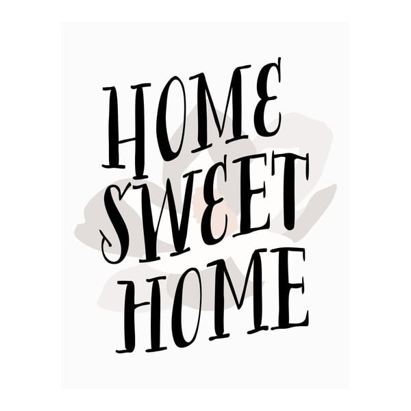 Plagát v drevenom ráme Home sweet home, 38x28 cm
