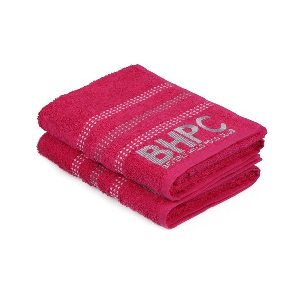 Sada dvoch uterákov vo farbe fuchsia Beverly Hills Polo Club Stripes, 90 × 50 cm