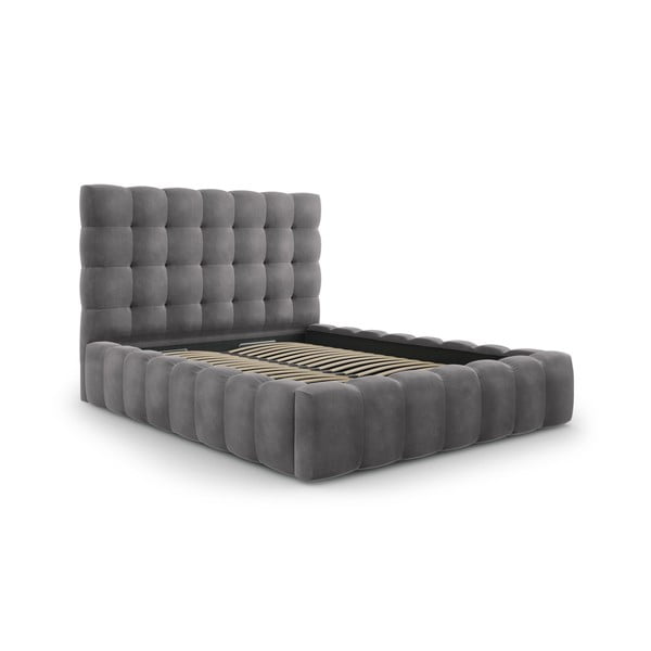 Sivá čalúnená dvojlôžková posteľ s úložným priestorom s roštom 160x200 cm Bali – Cosmopolitan Design