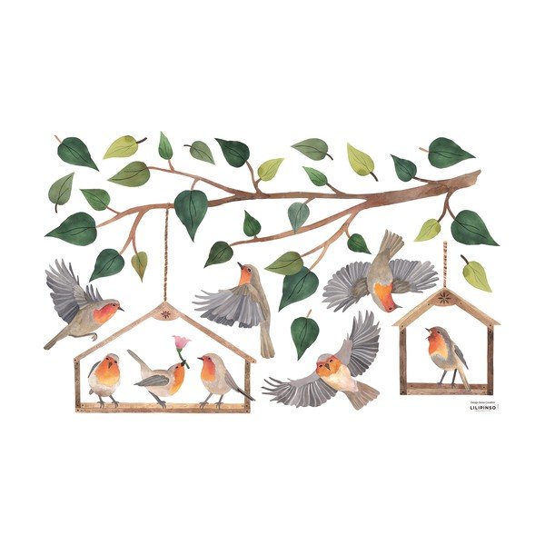 Hárok samolepiek 64x40 cm Robins Redbreast – Lilipinso
