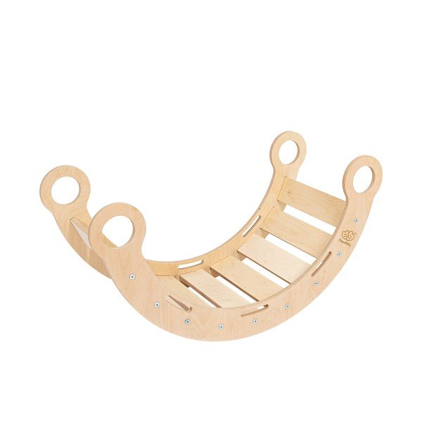 Ružová/v prírodnej farbe hojdačka z borovicového dreva 39x75x38 cm Montessori – Meowbaby-image-4